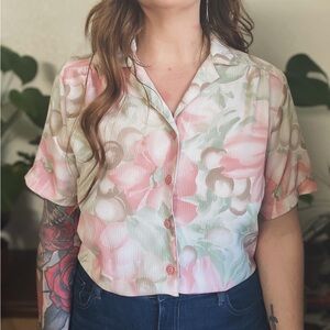 Vintage Floral Button Down Tee